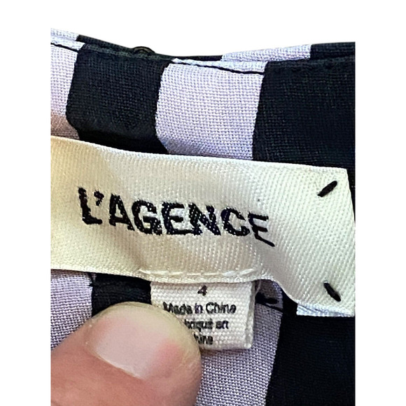 L'AGENCE Belted Silk Shorts Sz 4 EUC Black Lavender Stripe - Picture 5 of 5